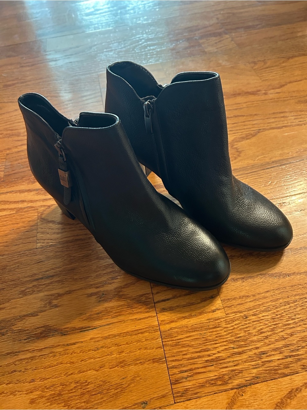 Alex Marie Black Leather Block Heel Ankle Booties - Picture 8 of 8